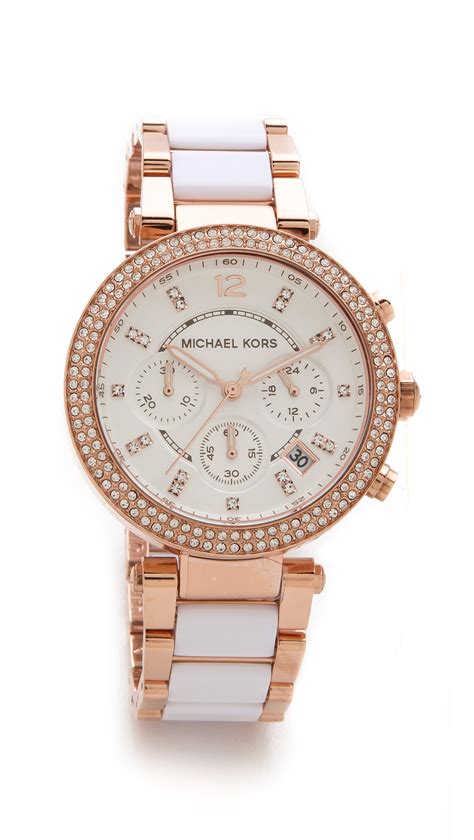 michael kors ceramic chronograph watch white|Michael Kors glitz watch.